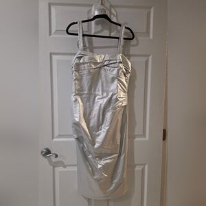 EUC XL Jawbreaker Silver Laminate Wiggle Dress